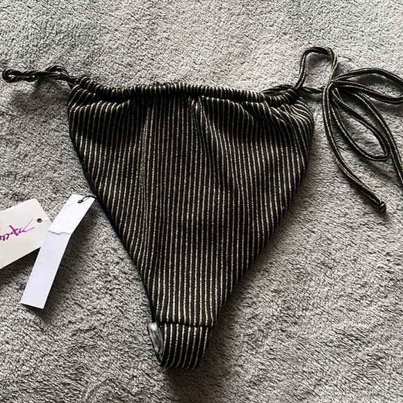 NWT 👙MONICA HANSEN GOLD STRIPE TIE SIDE BIKINI BOTTOM👙 - Picture 6 of 6